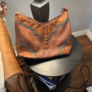 Justin Boots CONCEALED CARRY Brown and Teal Women’s Shoulder Bag Faux Leather